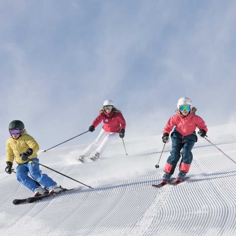 Skifahrer im Pulverschnee